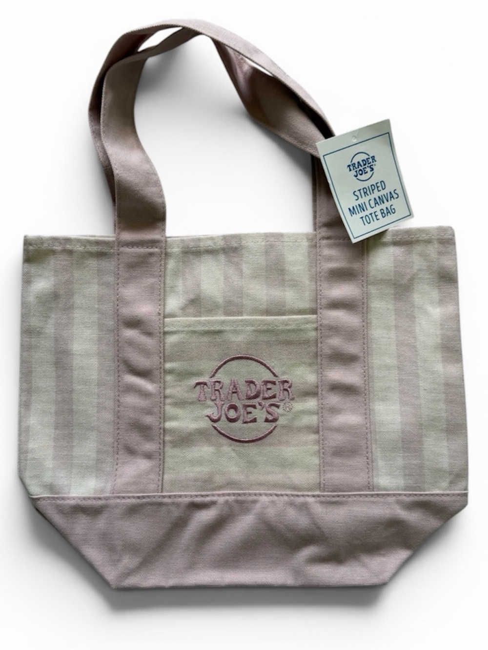 BNWT - Trader Joe's Striped Canvas Tote - Set of four - pink, green, blue, tan - Picture 2 of 5